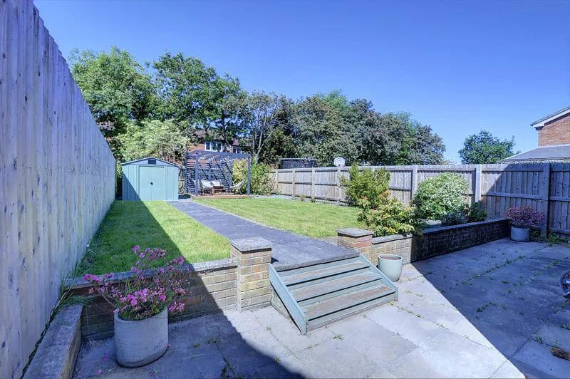 Private garden with lawn and patio at Brunswick Village